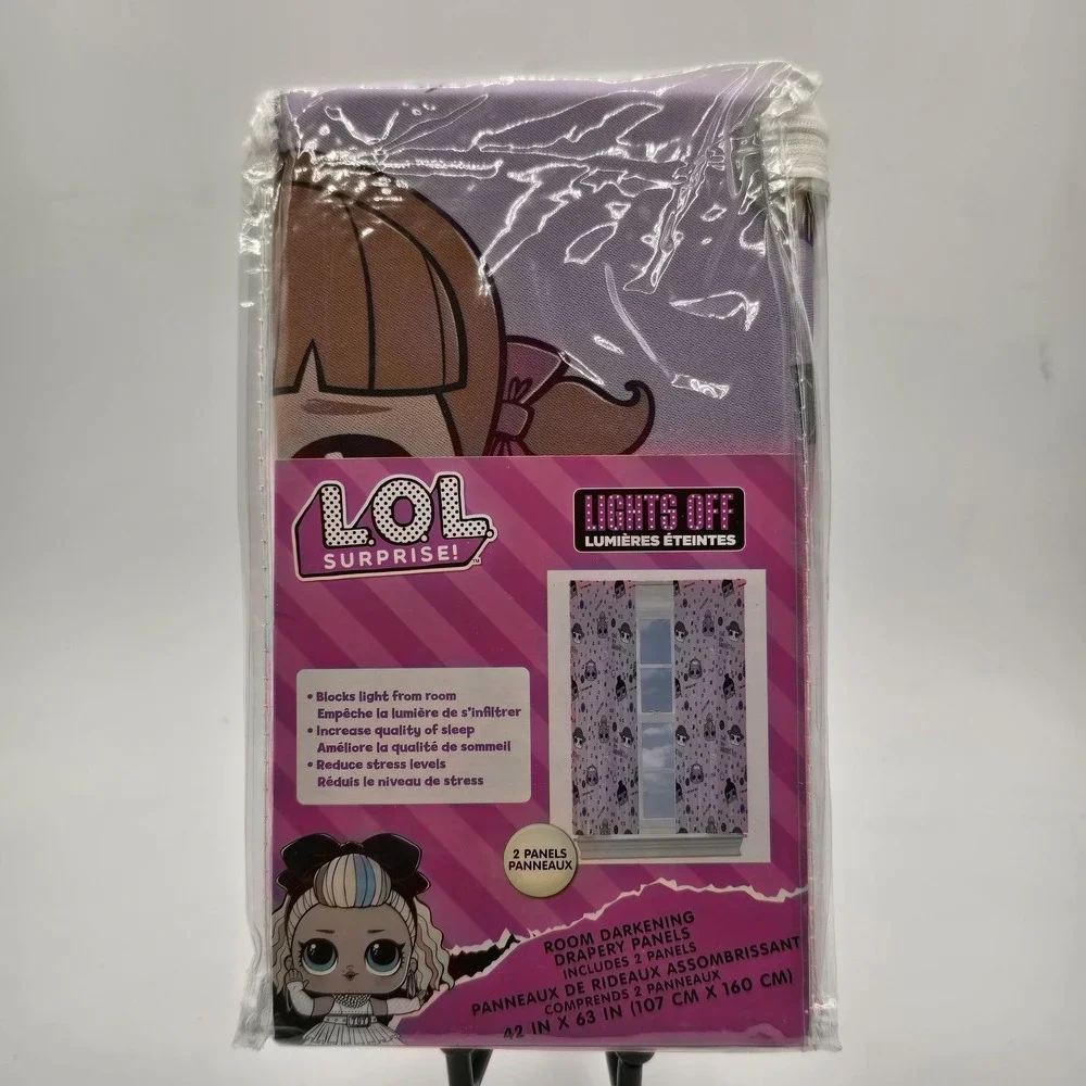 LOL Surprise‎ Room Darkening Window Panels 2 Purple 42x63 Kids Franco Curtains